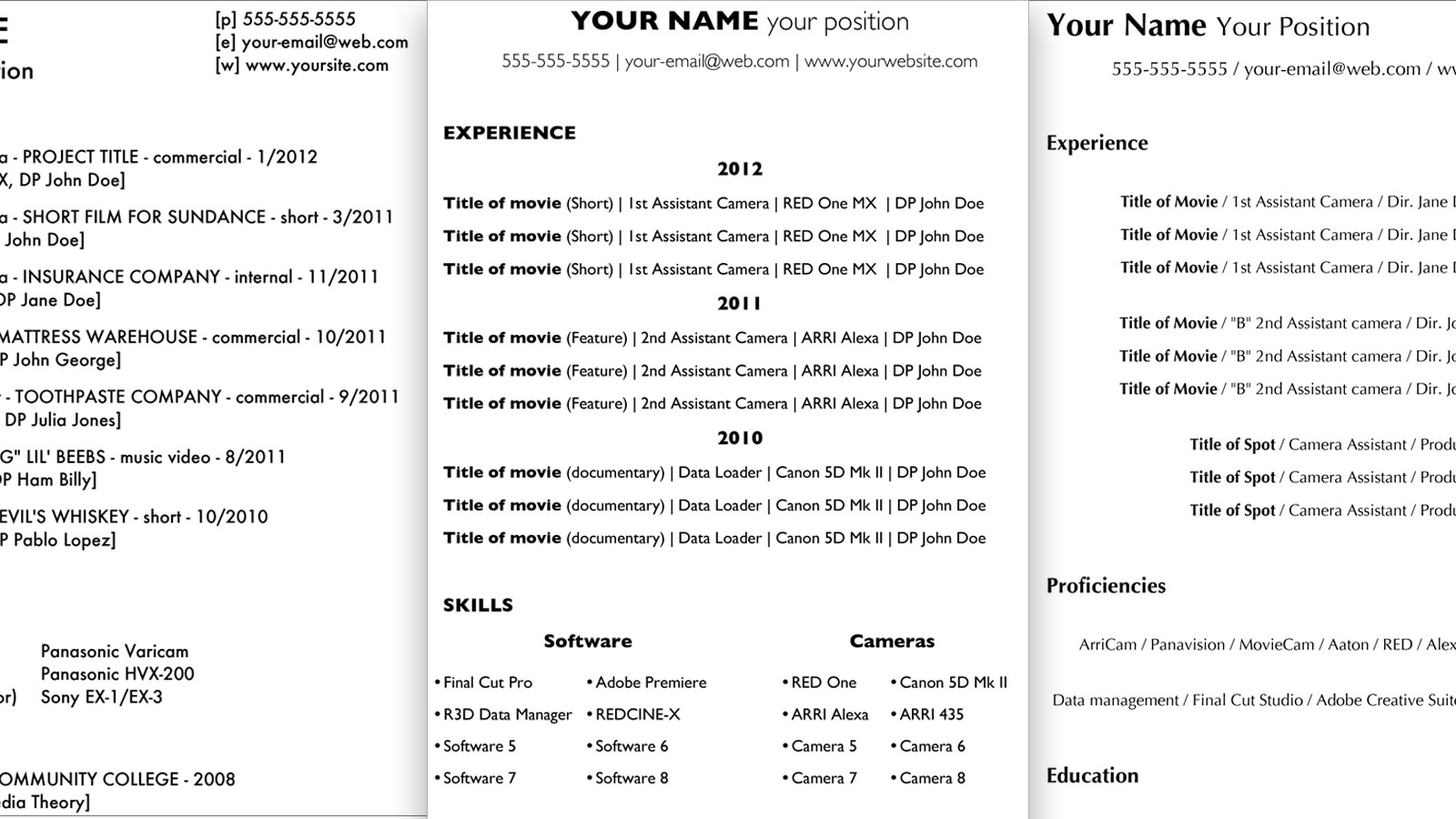 Grab These Free Resume Templates Designed for Freelance Filmmakers