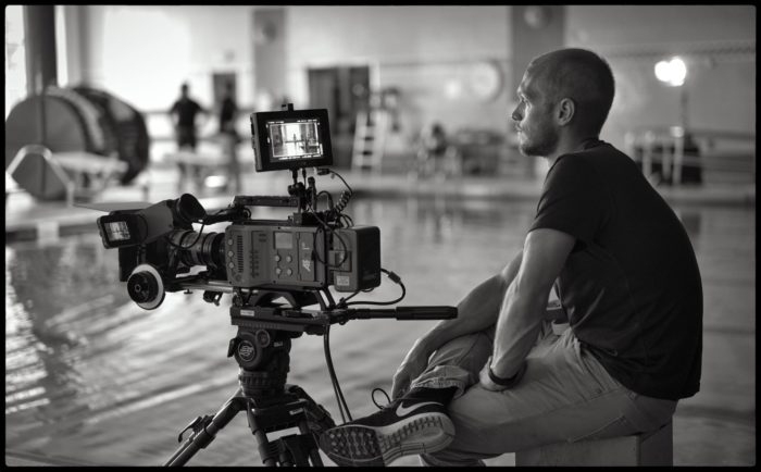 Evan Luzi, Camera Assistant, of The Black and Blue on Set